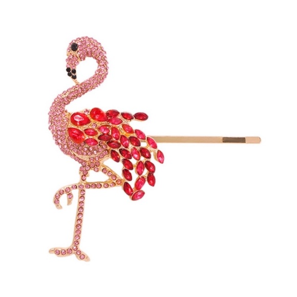 Pink Flamingo and Rhinestone Hair Clipsπ¦©π𦩠- Picture 3 of 6